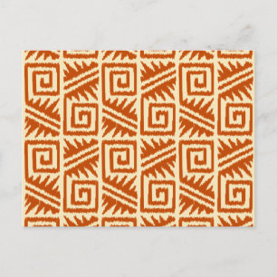 Ikat Aztec Muster - Mandarin und Light Orange Postkarte