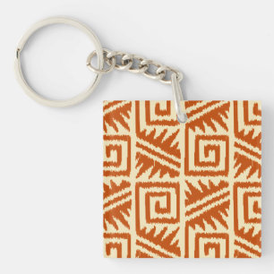 Ikat Aztec Muster - Mandarin und Light Orange Schlüsselanhänger