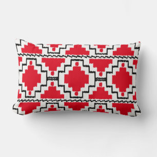 Ikat Aztec Muster - Rot, Schwarz und Weiß Lendenkissen