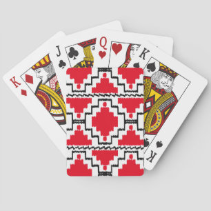 Ikat Aztec Muster - Rot, Schwarz und Weiß Spielkarten