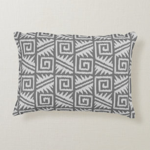 Ikat Aztec Muster - Schatten von Grau/Grau Dekokissen