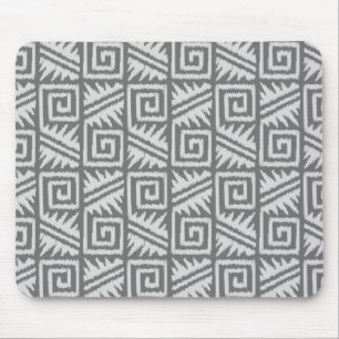 Ikat Aztec Muster - Schatten von Grau/Grau Mousepad