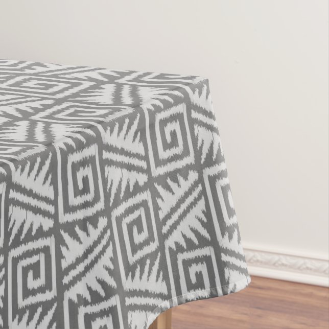Ikat Aztec Muster - Schatten von Grau/Grau Tischdecke (Beispiel)