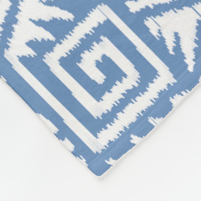 Ikat Aztec Muster - Sky Blue und White Fleecedecke (Ecke)