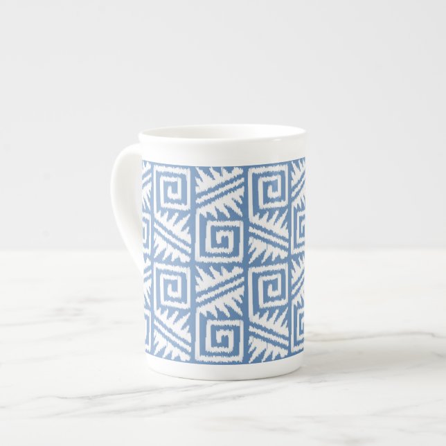Ikat Aztec Muster - Sky Blue und White Prozellantasse (Vorderseite Links)