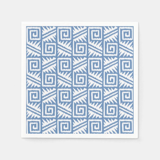 Ikat Aztec Muster - Sky Blue und White Serviette (Vorderseite)