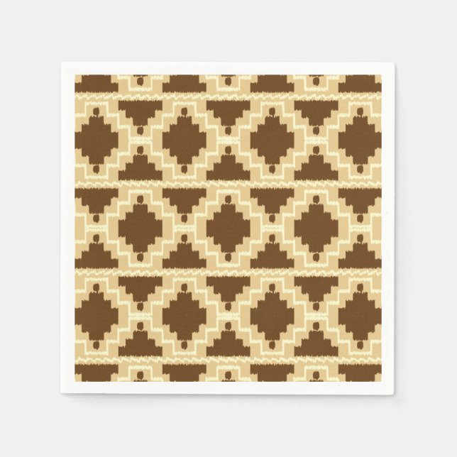 Ikat Aztec Muster - Tan, Braun und Creme Serviette (Vorderseite)