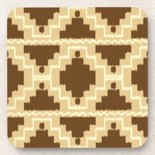 Ikat Aztec Muster - Tan, Braun und Creme Untersetzer