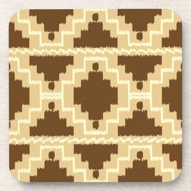 Ikat Aztec Muster - Tan, Braun und Creme Untersetzer (Vorderseite)