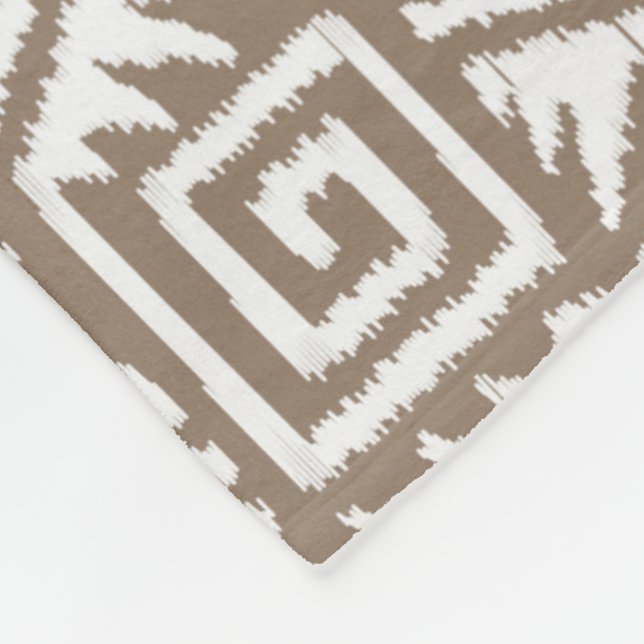 Ikat Aztec Muster - Taupe Tan und Creme Fleecedecke (Ecke)