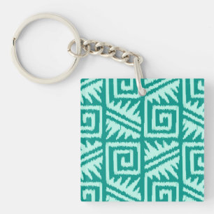 Ikat Aztec Muster - Türkis und Aqua Schlüsselanhänger