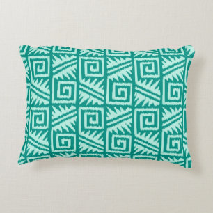 Ikat Aztec-Muster - Türkis und Aquamarin Zierkissen