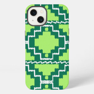 Ikat Aztec Muster - Wald und Limettengrün iPhone Hülle