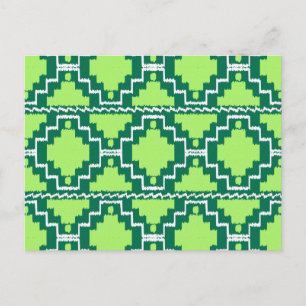 Ikat Aztec Muster - Wälder und Zitronen grün Postkarte