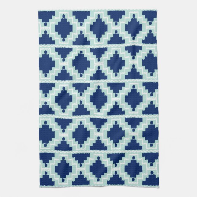 Ikat Aztec Pattern - Indizes und hellblau Handtuch (Vertikal)