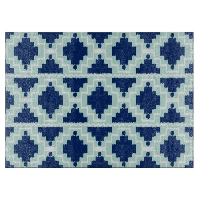 Ikat Aztec Pattern - Indizes und hellblau Schneidebrett (Vorderseite)