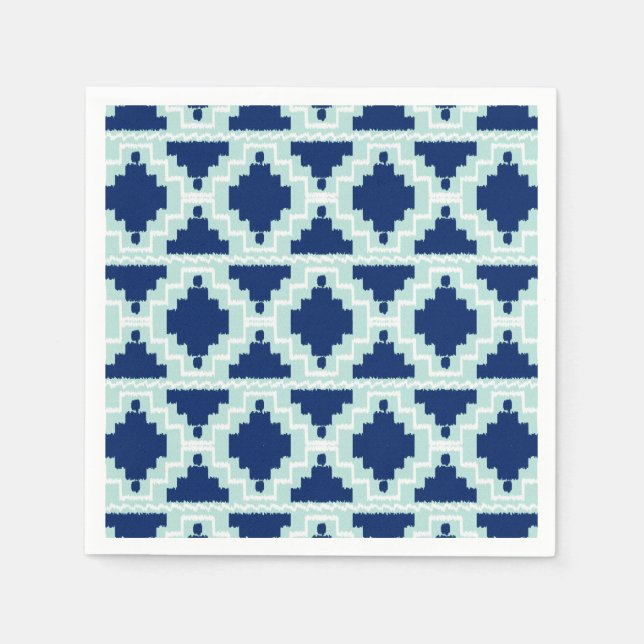 Ikat Aztec Pattern - Indizes und hellblau Serviette (Vorderseite)