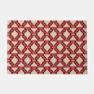 Ikat Aztec-Stamm-Beige, Burgund und Beige  Fußmatte