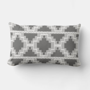 Ikat Aztec-Stamm - Dunkel- und Hellgrau Lendenkissen
