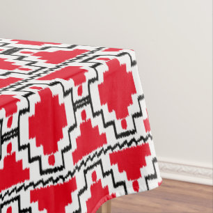 Ikat Aztec-Stamm - Rot, Schwarz und Weiß Tischdecke