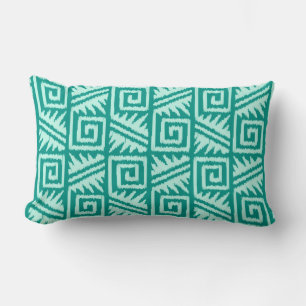 Ikat Aztec-Stamm - Türkis und Aquamarin Lendenkissen