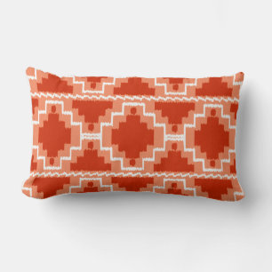 Ikat Aztec Stammesmuster - Rost, Orange und weiß Lendenkissen