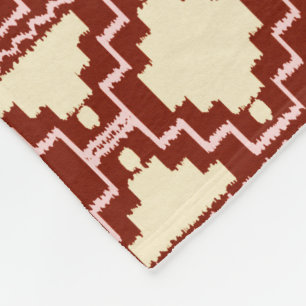 Ikat Aztec Tribal - Beige, Burgund und Pink Fleecedecke