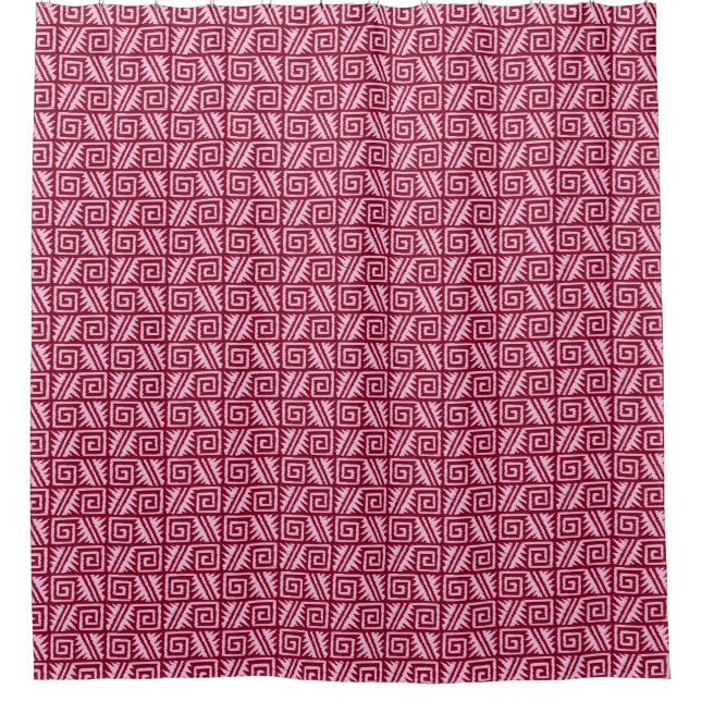 Ikat Aztec Tribal - Burgund und Rosa Duschvorhang (Vorderseite)