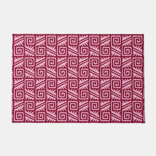 Ikat Aztec Tribal - Burgund und Rosa Fußmatte
