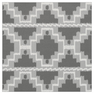 Ikat Aztec Tribal - Dunkel und leicht grau/grau Stoff