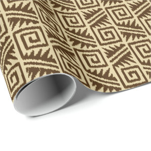 Ikat Aztec Tribal - Dunkelbraun und Tan Geschenkpapier