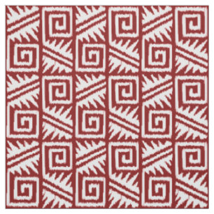 Ikat Aztec Tribal - Dunkelchinesisch, rot und weiß Stoff