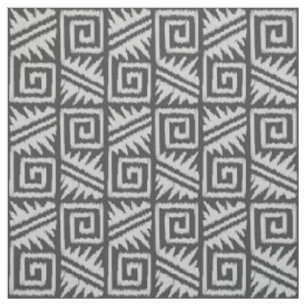 Ikat Aztec Tribal - Kohle und Silbergrau Stoff