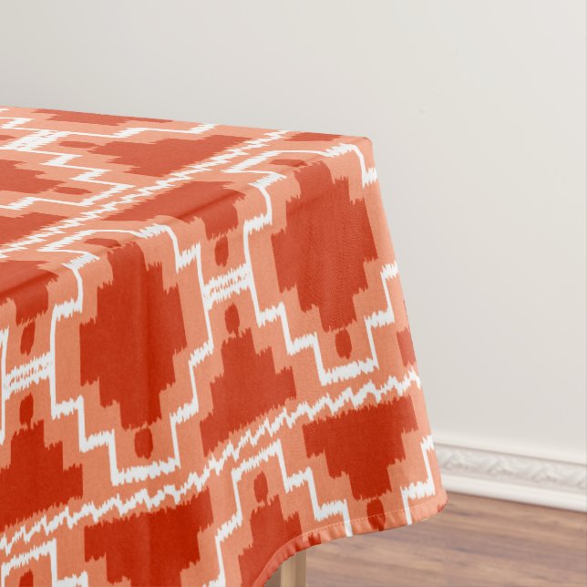 Ikat Aztec Tribal - Rost, Orange und Weiß Tischdecke (Beispiel)