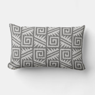 Ikat Aztec Tribal - Schatten von Grau/Grau Lendenkissen