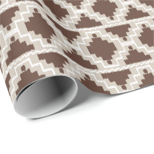 Ikat Aztec Tribal - Schokoladenbraun und Taupe Geschenkpapier