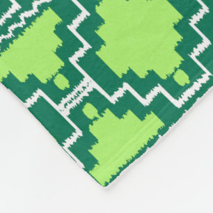 Ikat Aztec Tribal - Wald und Kalkgrün Fleecedecke