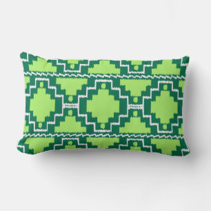 Ikat Aztec Tribal - Wald und Kalkgrün Lendenkissen