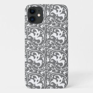 Ikat Blumendamast - Grau/Grau und Weiß title_seo2