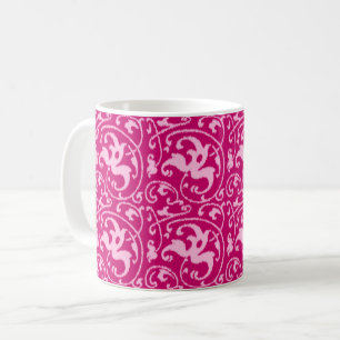 Ikat Blumendamast - pinkfarben und blaß - Rosa Kaffeetasse