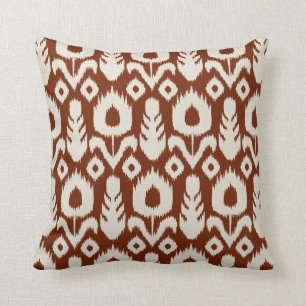 Ikat Blumenmuster-Rost rot und natürlich Kissen