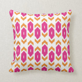 Ikat Boho Pink-Gold und weißes Muster Kissen