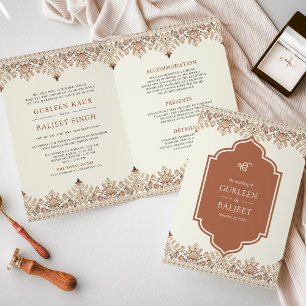 Ikat Border All in One Anand Karaj Sikh Wedding Einladung