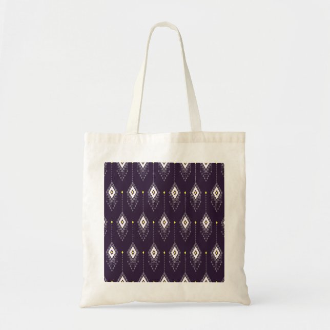 Ikat Chandelier Pattern: Vintages Textildesign Tragetasche (Vorne)