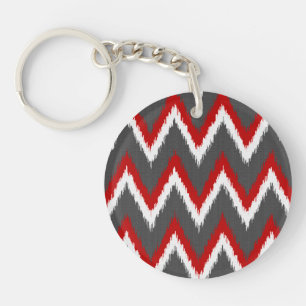 Ikat Chevron Stripes - Rouge, Blanc et Gris / Gris