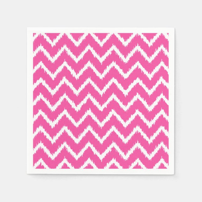 Ikat Chevrons - Deep fuchsia pink und weiß Serviette (Vorderseite)