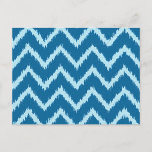 Ikat Chevrons - Indigo und Blass Blue Postkarte