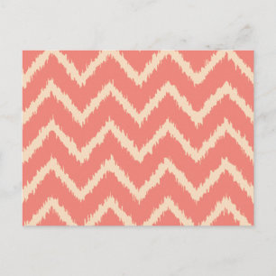 Ikat-Chevrons - Korallenorange und Pfirsich Postkarte