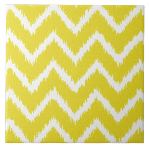 Ikat Chevrons - Senfgelb und weiß Fliese