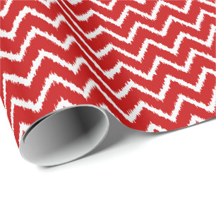 Ikat Chevrons - Tiefe rot und weiß Geschenkpapier